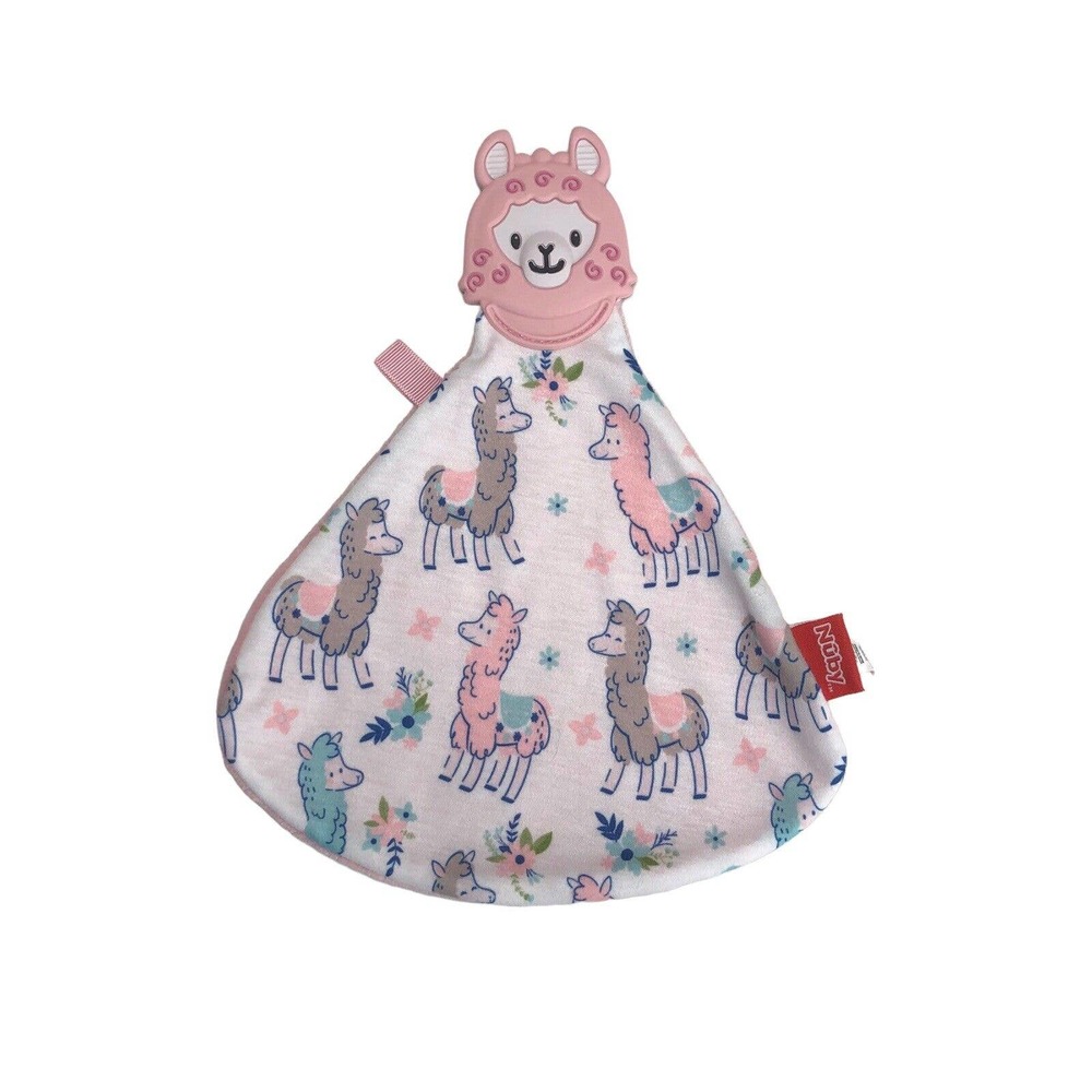 Nuby Pink Llama Alpaca 10" Lovey Security Blanket Teether Soother Baby Toy